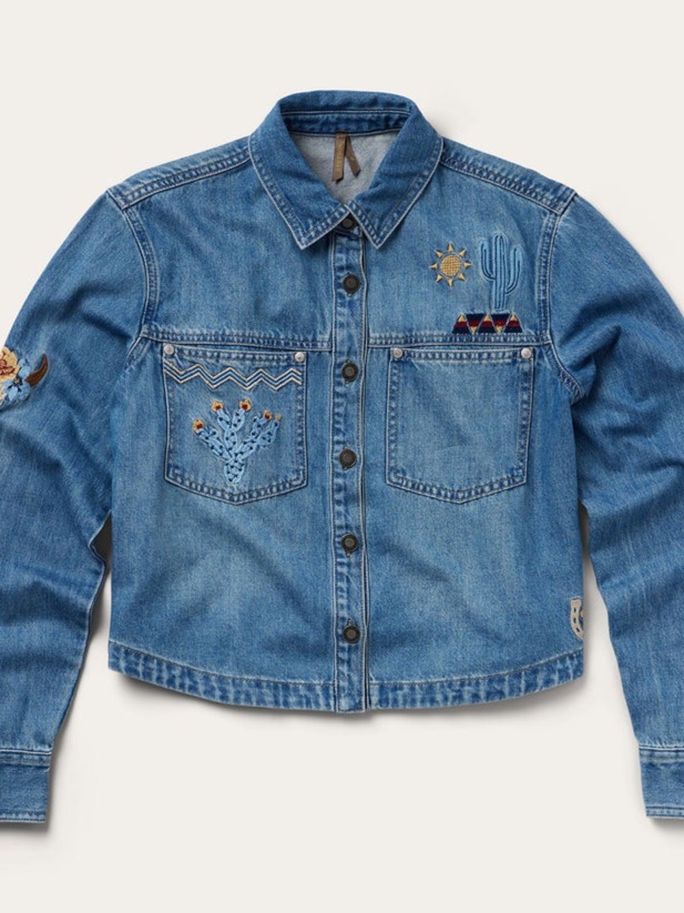 Stetson Embroidered Blue Denim Jacket with Southwest Motifs